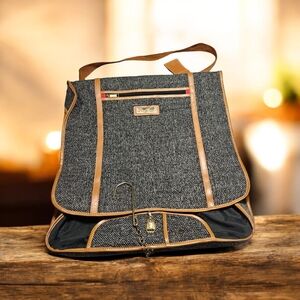 Oscar De La Renta Garment Bag Green Tweed Luggage Travel Suitcase 80s Vintage